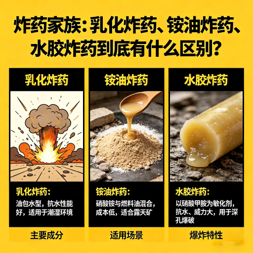 双湖炸药家族：乳化炸药、铵油炸药、水胶炸药到底有什么区别？